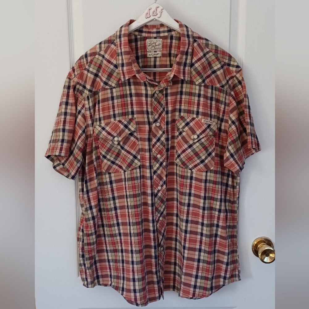 DISTINCTIVE WESTERN LUCKY BRAND SPORTSWEAR PLAID BUTTON-UP SHIRT SIZE XX-LARGE